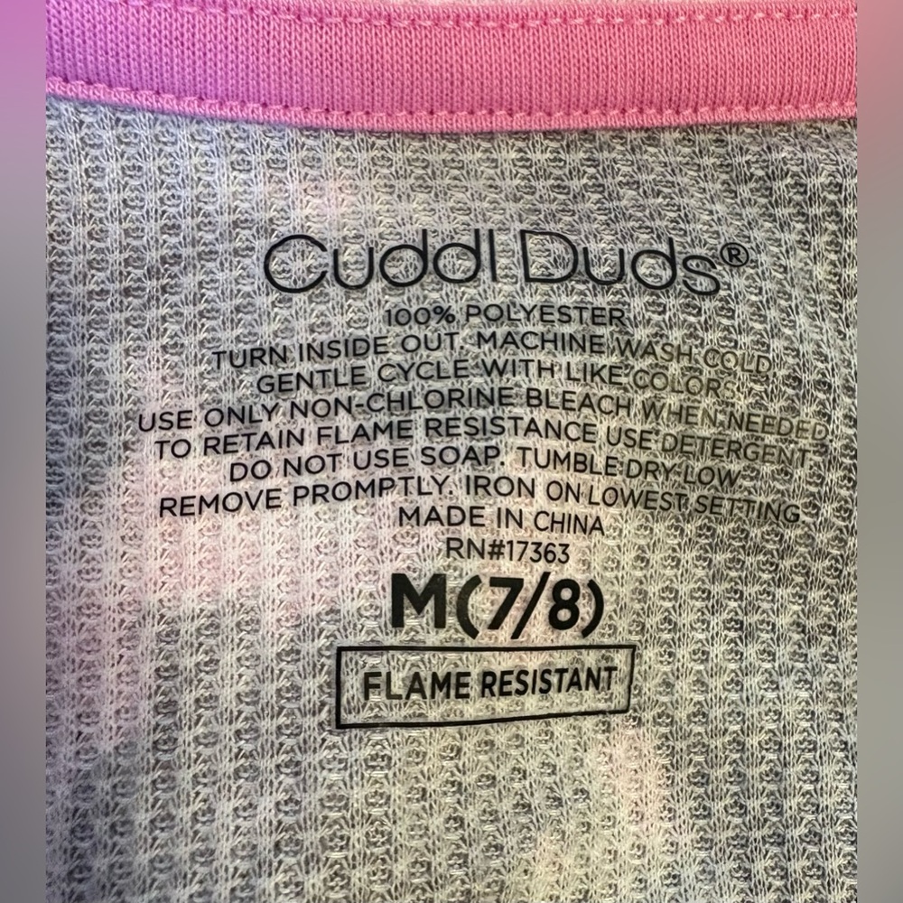 Cuddl Duds 2 piece girls pajama set 7/8 pink tie dye new with tags - Picture 4 of 5